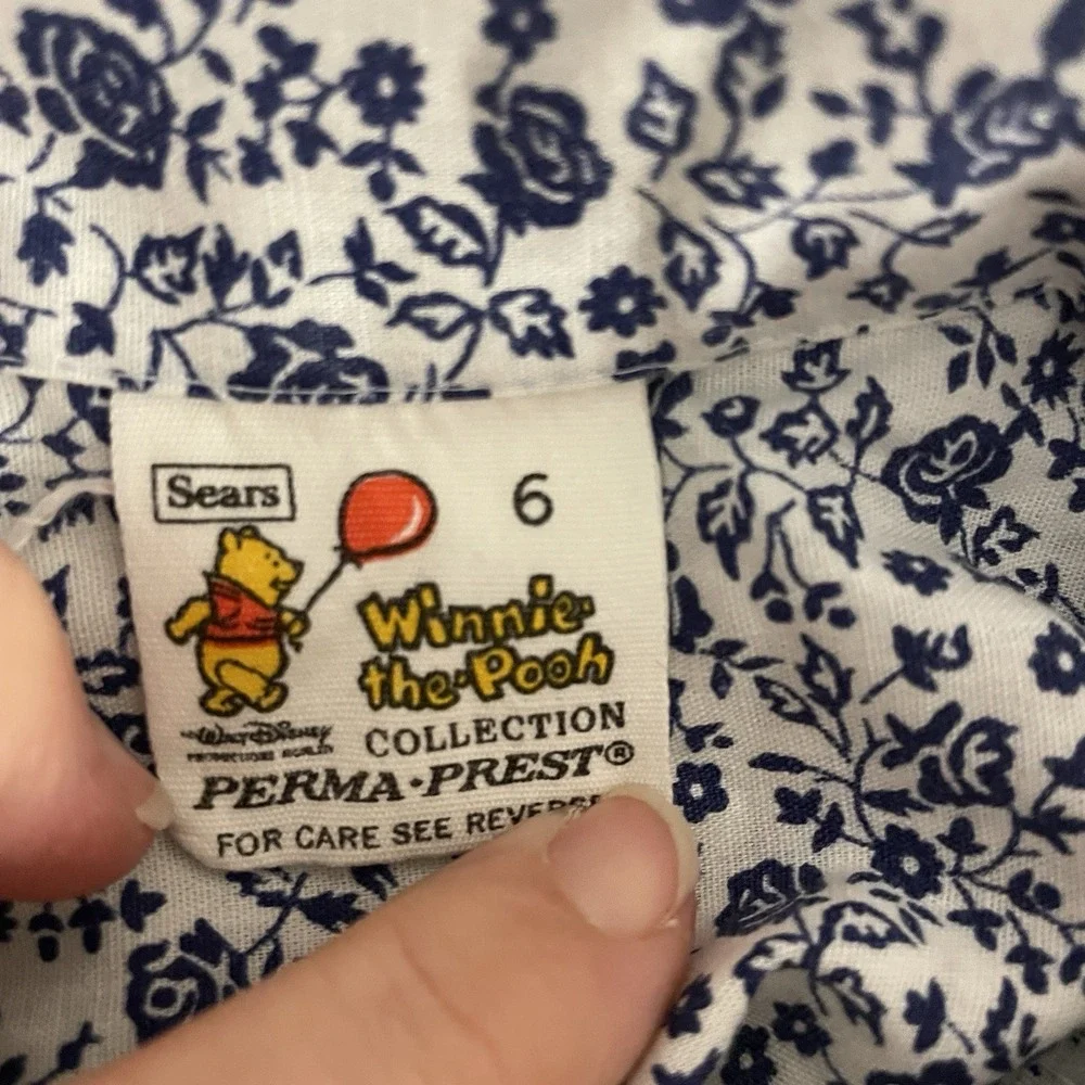 VTG 70s Sears Perma-Prest Disney Winnie‎ the Pooh Floral Shirt Sz 6